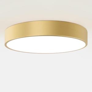 Large Gold Flush Mount Ceiling Light, 18 Inch Oversized Close to Lighting Fixtures, Minimalist Modern Style Round Lamp for Living Room, Bedroom, Kitchen Island (E12, 4-Light)