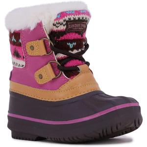 LONDON FOG Girls Toddler Tottenham Cold Weather Snow Boot (Brown/Fuchsia)