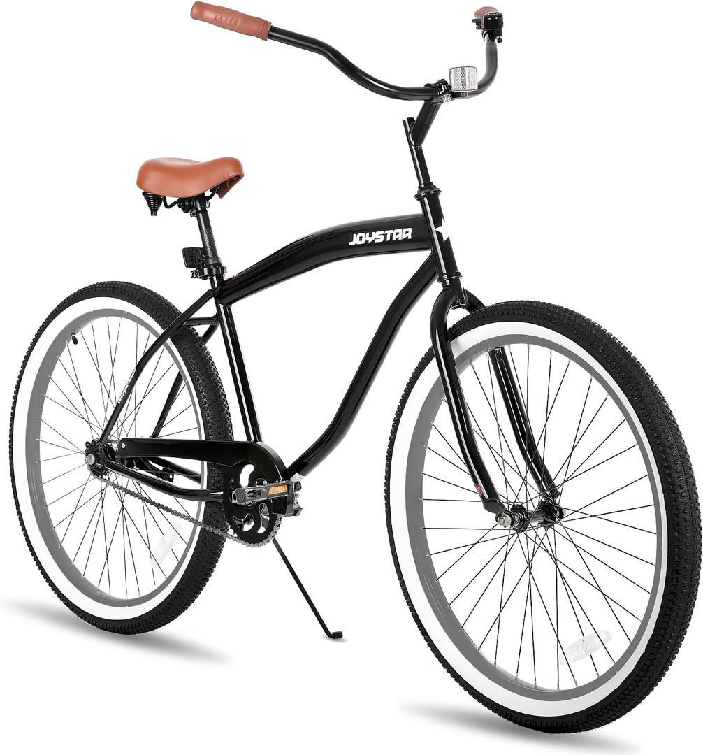 JOYSTAR 26 Inch Beach Cruiser Bike with Coaster Brake for Ages 12 Years Old Girls and Boys Single Speed Kids Bike Black Gray