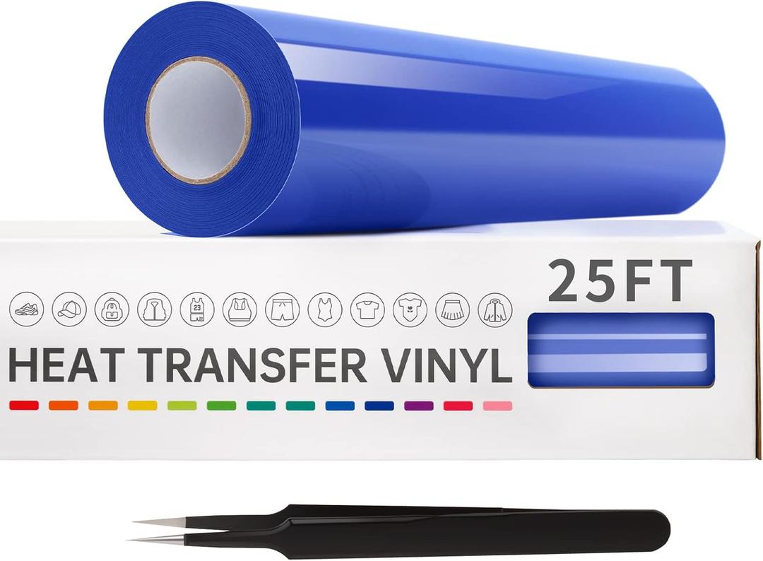 VinylRus Heat Transfer Vinyl-12 x 25ft Royal Blue Iron on Vinyl Roll for Shirts, HTV Vinyl for Silhouette Cameo, Cricut, Easy to Cut & Weed
