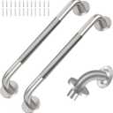 2 Pack Shower Grab Bar with Knurled Anti-Slip Grip 18 Inch ADA Compliant 500lbs Supporting with Concealed Screws 304 Stainless Steel Brushed Nickel Handicap Bars for Bathroom