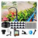 Drip Irrigation Kit Automatic Watering System for Potted Plants, 360 Degree Adjustable Copper Micro Sprinklers, Quick Connect Tubing Fittings for Garden, Lawn, Patio, Balcony(Timer )