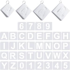 144 Pcs Letter and Number Stencils 4 Sizes Alphabet Number Templates Reusable Plastic Stencils for Painting on Wood, Walls, Signs(3,4,5,6 Inch,Regular)