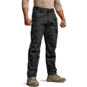 CQR Men's Tactical Pants, Water Resistant Ripstop Cargo Pants, Lightweight EDC Work Hiking Pants, Outdoor Apparel (34W x 30L, Duratex Mag Pocket Khaki)