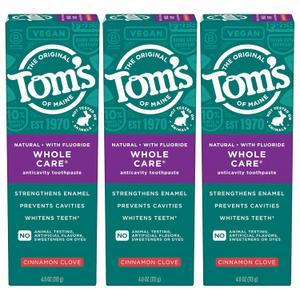 Tom's of Maine Whole Care Natural Toothpaste with Fluoride, Cinnamon Clove, 4.0 oz. 3-Pack 