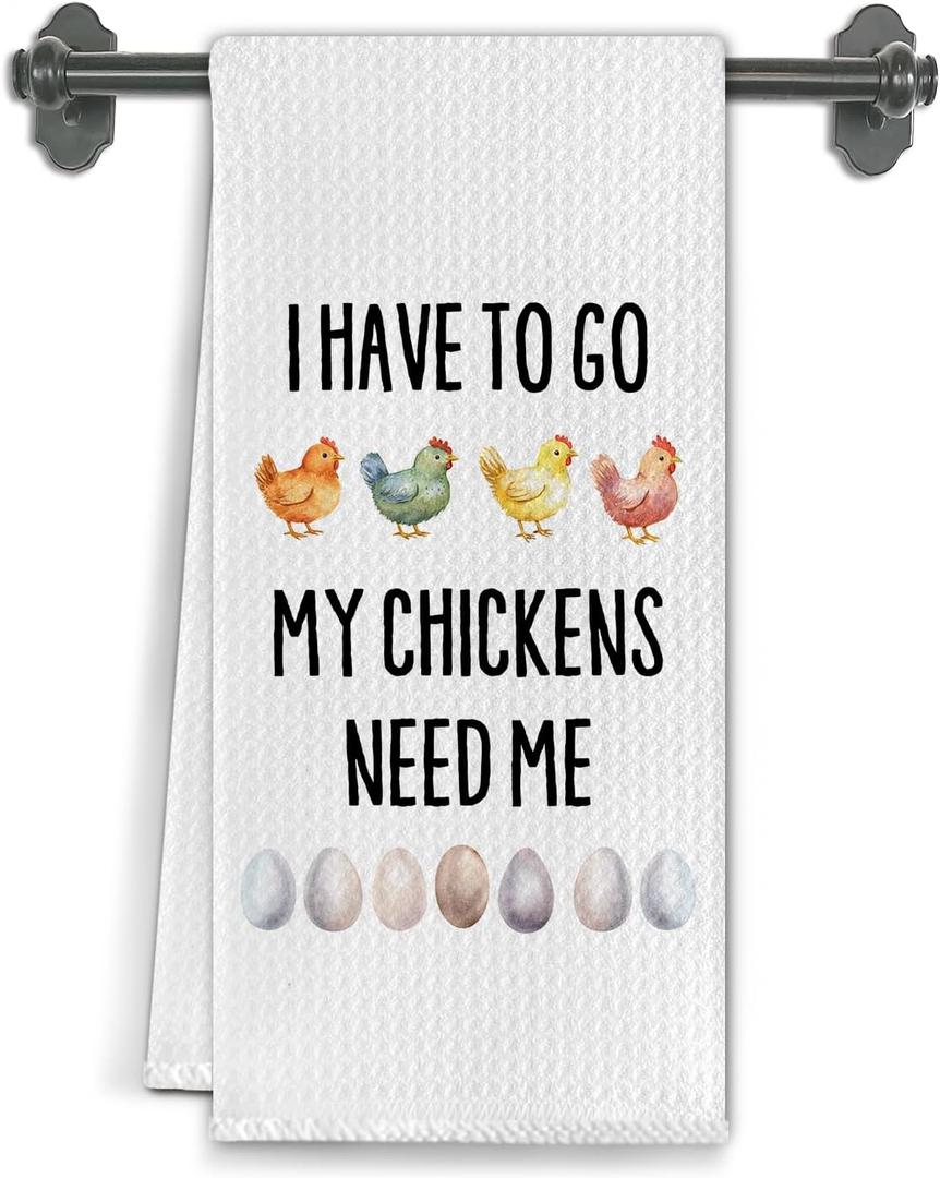 Funny Chicken Kitchen Towels, Chicken Lover Mom Lady Gifts Dish Tea Towels for Kitchen Decor, Humor Farm Animal Rooster Hen Hand Towels for Bathroom Decor, 16x24 Inch
