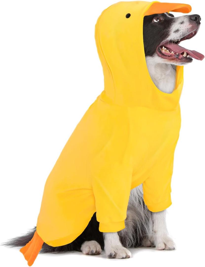 DELIFUR Dog Halloween Duck Costume - Adorable Dog Hoodies for Small Medium Pet Cute Animal Clothes Cosplay Sweatshirt Yellow (Duck, Large)