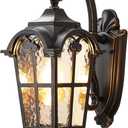 DEWENWILS Outdoor Wall Light Fixtures, Black Roman 17.7" H Exterior Wall Lantern, Anti-Rust & Waterproof, Water Ripple Glass, Outside Wall Sconce Porch Light for House, Garage