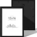 Picrit 12x16 Picture Frame Set of 2, Solid Wood and Black Backboard, Displays 8.5 x 11 with Mat or 12x16 Without Mat, Wall Mounted, Multi-Piece Wall Gallery Photo Frames for Home Decor, Black Wood Grain