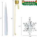 yunsheng 12Pcs Christmas Tree Candles with Remote Timer, Battery Operated LED Flameless Taper Candles Flickering with Metal Hook and Clear Snowflake, Xmas Home Wedding Decor Gift