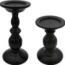 Pillar Candle Holders Stands Set of 2, Candle Holders for Pillar Candles Decorative Candlestick Holder for Fireplace, Home Decor, Dinning, Party, Wedding, Matte Black, 6.2" & 8.7"