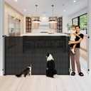 48" Extra Tall Pet Gate 72" Long Baby Gate - No Jump, 4ft Extra Tall Retractable Baby Gates Extra Wide Dog Gate, Indoor/Outdoor Retractable Gate Cat Gate for Doorway, Black