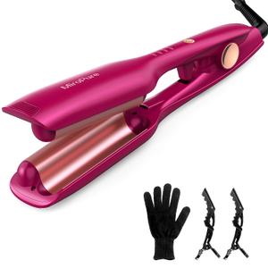 Hair Waver Iron Beach Waver Wand Hair Crimper Hair Waver Barrel Curling Iron 1 Inch PTC Heater Auto Shut-Off Adjustable Easy Shap Long Lasting Heat 320 - 430  Dual Voltage