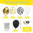 Black Gold White Confetti Balloon Set,100pcs 12 Inch Metallic Gold and Black White Glitter Confetti Balloon for Wedding, Birthday, Graduation Party Decorations,Happy New Year Decorations