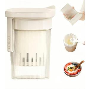 0.95 Quart（900ML）Portable Yogurt Strainer Cup, Compact Greek Yogurt Filter with Whey Separator for Cheese & Soy Milk, Leak-Proof & Easy to Carry Yogurt Maker (White)
