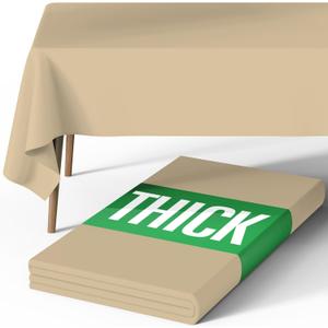 Pureegg Rectangle Table Cloth 60" x 84"  Durable Polyester Tablecloth Offers Reusable & Washable Protection, Ideal for Outdoor Party, Picnic, Wedding, Banquet and Birthday, Beige
