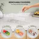 BALEINE Clear Plastic Storage Bins with 3 Removable Dividers, Pantry Organization, BPA Free Stackable Refrigerator Organizers and Storage for Kitchen Fridge Cabinet Bathroom (10.5x6.1x3.5, 6PK)