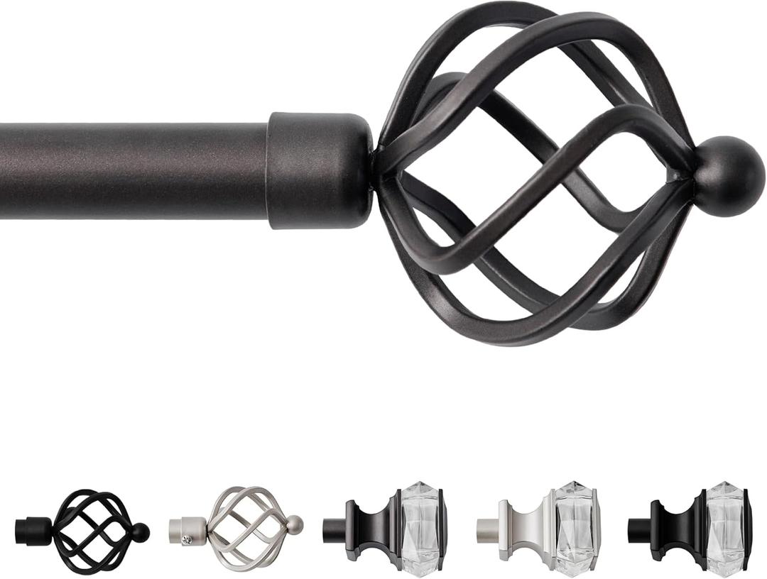 Sharpliving Bronze Short Window Curtain Rod with Brackets Adjustable 30 to 48 Inch, 1 Pack 3/4 Inch Diameter Single Blackout Curtains Rod with Spiral Finials for Sliding Glass Door