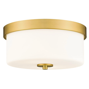 Emak 11 Inch Brushed Gold Flush Mount Ceiling Light Fixture, 2Light Fixtures Ceiling Mount with Milk Glass Shades for Hallway, Kitchen, Bathroom, Dining Room, FM082GDML