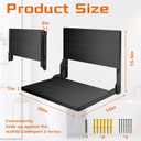Teak Shower Bench, Folding Shower Chair Wall Mounted, Wood Folding Shower Seat, Teak Shower Bench for Inside Shower, 20 Inch Wide, 500 lbs Capacity (All Black, 20'' W x 16'' D x 20'' H)