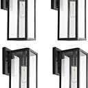 Bestshared Outdoor Wall Sconce Lights,Exterior Wall Lighting Fixtures with Clear Glass, Anti-Rust Modern Black Outside Lantern Lamp for House Front Porch Doorway Patio (Black, 15"-4 Pack)