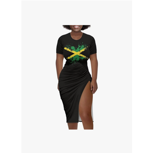 Short Sleeve Dress for Women,Sexy Bodycon Dress,Plus Size Slit Dress,String Design, size XL