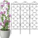 Thealyn Garden Trellis for Climbing Plants, 4 Pack 56" x 13.8" Metal Trellis for Potted Plants and Planters, Rust-Resistant Plant Support for Indoor Outdoor Use, Black