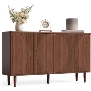 LITTLE TREE 59-Inch Buffet Cabinet Sideboard with Storage, Modern Sideboard Buffet Table with Doors for Living Room, Dining Room (Walnut)