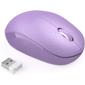 Seenda Wireless Mouse for Laptop, 2.4G Noiseless Mouse with USB Receiver - Optical Tracking Portable Computer Mice for Chromebook, PC, Tablet, Windows System, 24 Months Battery Life - Purple