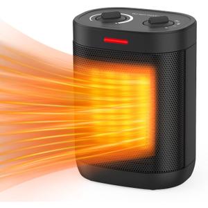 1500W Space Heaters for Indoor Ues, Electric Portable Heater with Thermostat, 3 Modes, Multiple Protection, Small Heater Safety for Home Office Quiet