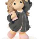 Precious Moments Graduation Musical: From Cap And Gown To New Horizons - Brunette Graduate in Black Gown - Pomp and Circumstance Tune - Resin Figurine - 6.5"H - Includes Batteries