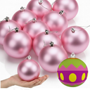 Zubebe Christmas Large Blank White Ball Ornaments, 3.15 Inch DIY Christmas Balls Pink Hanging Ornaments DIY Craft Activities for Tree Gift Box(12 Pcs)