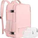 Large Travel Backpack for Women, 40L Carry On Backpack, 17 Inch Laptop Waterproof Backpack, College Bookbag, Backpack for Women, as Person Item Flight Approved (Pink)