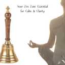 Hand Bell with Antique Brass Finish and Wooden Handle Perfect for Weddings, Schools, Games, Reception Desks, Religious Ceremonies & Events 3 Diameter, 8 Height