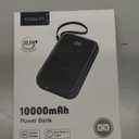 Kuulaa 10000mAh Power Bank with Built-in Cables, 22.5W Fast Charging Portable Charger for iPhone, Samsung and Apple Watch, Compact Lightweight with LCD Display