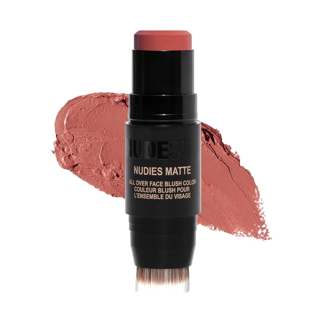 Nudestix Nudies Blush Stick 3-in-1 Cream Blush for Cheeks, Eyes & Lips with Built-In Brush | Soft Matte Finish for a Natural Flush