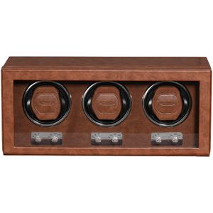 ROTHWELL Triple Watch Winder for Automatic Watches with Quiet Motor with Multiple Speeds and Rotation Settings (Tan/Brown)