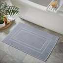 Feather & Stitch 2 Piece Towel Like Bath Mats (30x21 Inch) 100% Cotton Terry Bath Mats, Bathroom Shower Floor Mats [NOT A Bathroom Rug], Soft Absorbent Washable Mats (Grey)