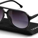 livho Trendy Polarized Aviator Sunglasses Women Men, Retro Sun Glasses for Women Men 2025, Oversized UV Protection Shades (Light Black/Grey)