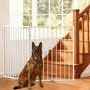 No Pawblems Free Standing Dog Gate, 36'' Tall Foldable Dog Fence for Indoor & Outdoor, Up to 52 Inch Extra Wide Puppy Gate for Stairs, Hallways, Doorways, Deck, Yard (White, 2 Panels)