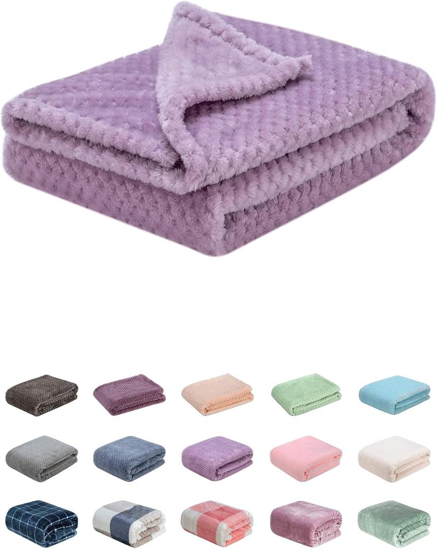 Fuzzy Blanket or Fluffy Blanket for Baby, Soft Warm Cozy Coral Fleece Toddler, Infant or Newborn Receiving Blanket for Crib, Stroller, Travel, Decorative (28Wx40L, XS-Lavender) (28Wx40L, Lavender)