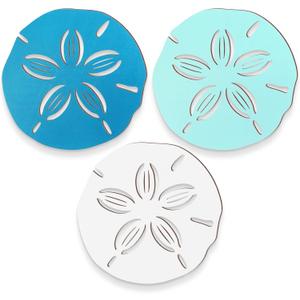 Jetec 3 Pcs Sand Dollar Wall Decor Summer Beach Coastal Wall Decor Art Bathroom Wood Ocean Sand Dollars Decoration Teal Seafoam for Home Bedroom Office, Coastal Theme Restaurant, Coffee Shop, Hotel
