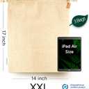 LEAFICO Reusable Produce Storage Bags - XX-Large 19x23 3 Pack - Breathable Muslin Fabric Sacks with Drawstrings Dust-Proof Travel Cotton Bags for Laundry, Clothes, Purses