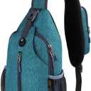 WATERFLY Crossbody Sling Backpack Sling Bag Travel Hiking Chest Bags Daypack (Teal blue) (Small)