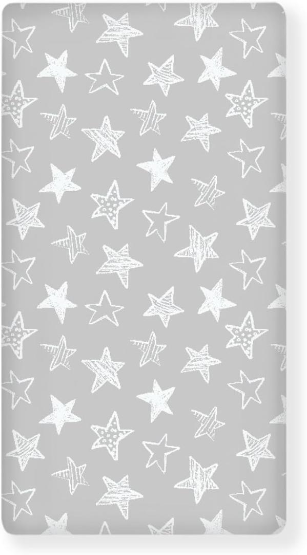 Star Baby Crib Sheets for Boys Girls Grey Fitted Crib Sheet for Standard Crib and Toddler Mattress Cute Baby Mattress Sheets Toddler Bed Sheet 52x28x8 in