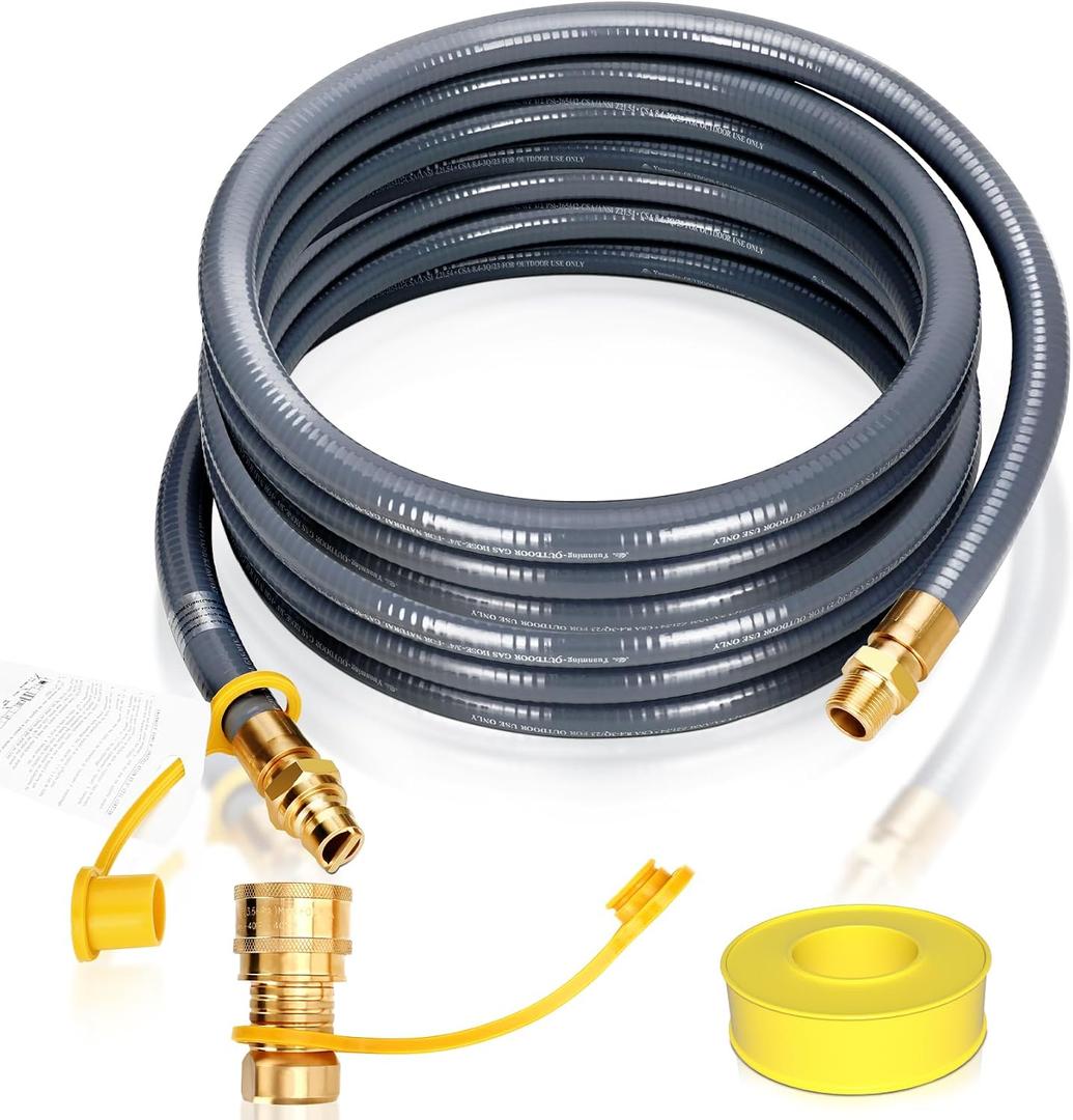 3/4" Natural Gas Hose for Generator, 30FT 3/4" ID Natural Gas Hose with Quick Connect for NG/LP Propane Appliances, Grill,Patio Heaters,Generators, Indoors & Outdoors CSA Certified