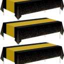 Childom 3 Pack Graduation Tablecloth,Graduation Decorations Class of 2026 Graduation Party Decorations,54"x108" Black and Gold Plastic Table Cloth Disposable for Home,School,Birthday,Wedding,Parties