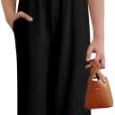 Girls Jumpsuit Ruffle Sleeveless Smocked Wide Leg Romper One Piece Summer Outfits with Pockets ((14Y-15Y)3XL, Black)