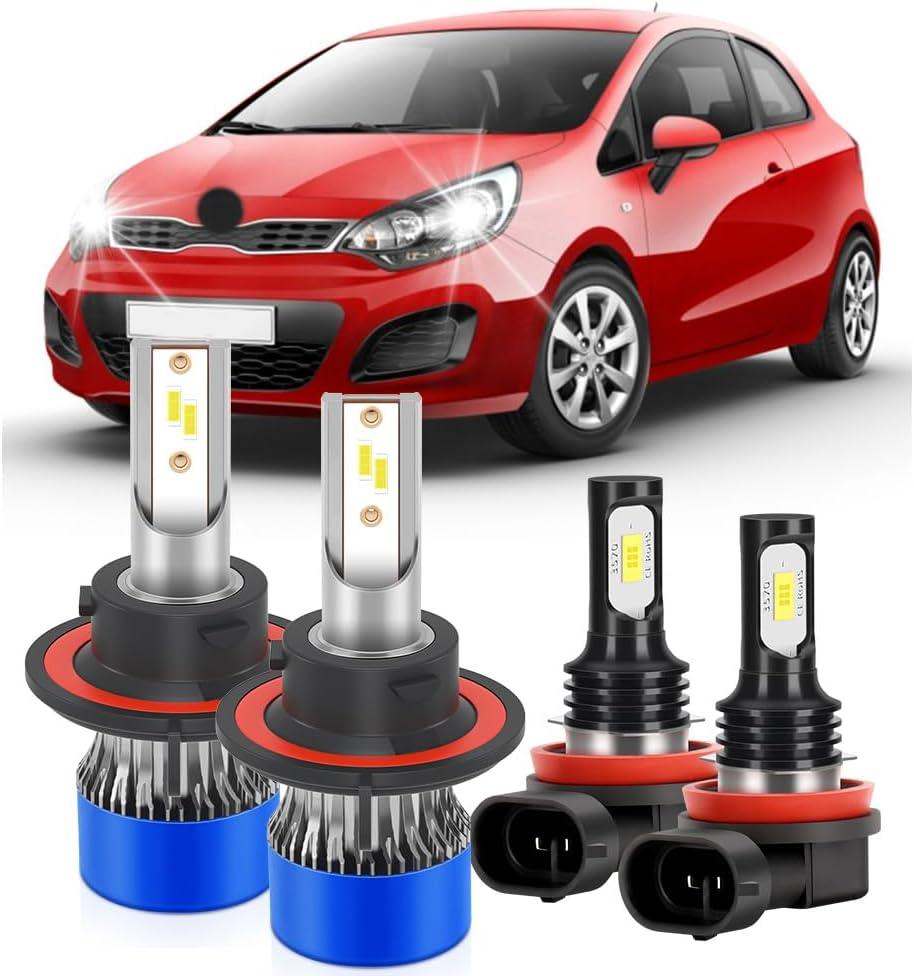 For Kia Soul 2009-2020 Lights Bulbs With Cooling Fan, 800% Brightness Hi and Lo Beam+Fog Light Bulbs, 6000K White, 20000LM Super Bright, Efficient Heat Dissipation, Plug And Play, 4PCS