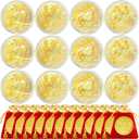 12 Sets Chinese Horse Coin 2026 Year of The Horse Zodiac Coin Gold Chinese Lucky Coin with 12 Red Drawstring Bags Lunar New Year Blessing Gifts with Protective Case